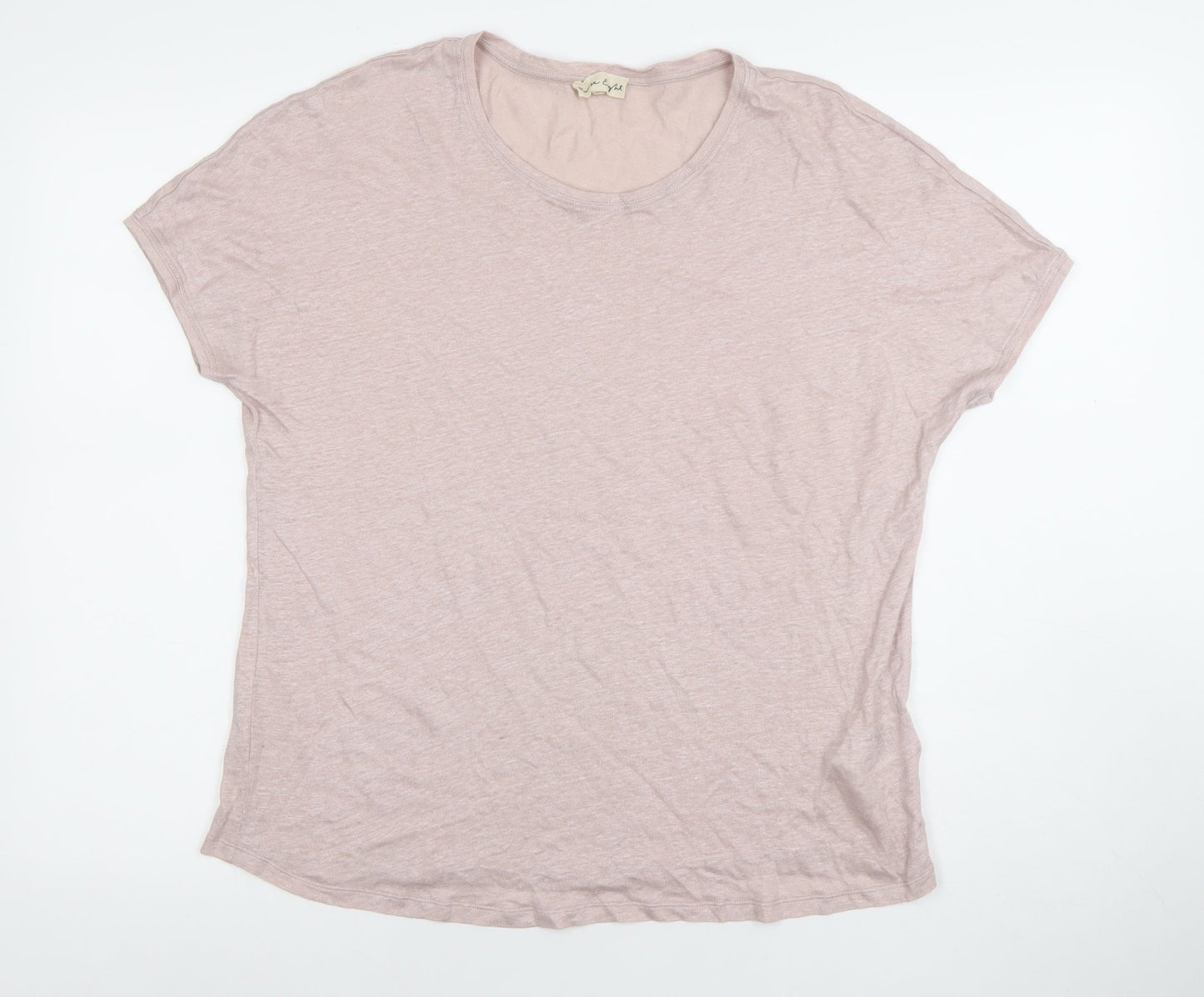 Phase Eight Women Pink Linen Short Sleeve T-Shirt UK 14