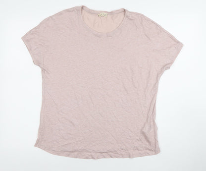 Phase Eight Women Pink Linen Short Sleeve T-Shirt UK 14