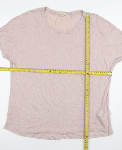 Phase Eight Women Pink Linen Short Sleeve T-Shirt UK 14