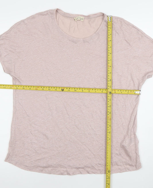 Phase Eight Women Pink Linen Short Sleeve T-Shirt UK 14