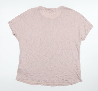 Phase Eight Women Pink Linen Short Sleeve T-Shirt UK 14