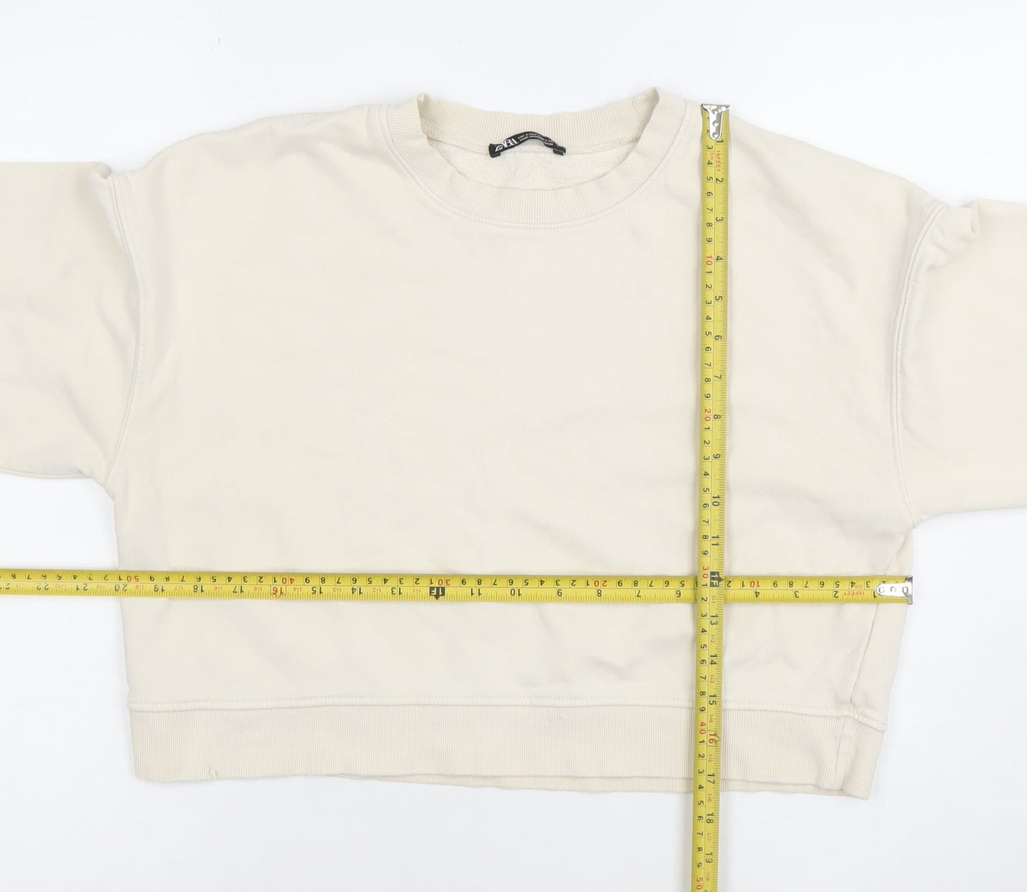 Womens UK Size S Zara Beige Pullover Sweatshirt