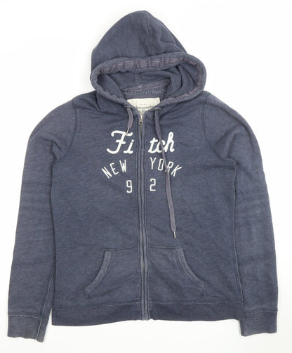 Abercrombie & Fitch Women's Blue Full Zip Hoodie Size L Cotton Blend