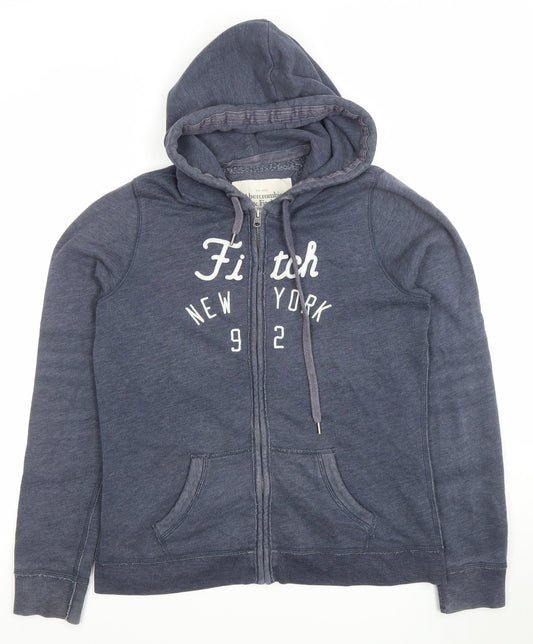 Abercrombie & Fitch Women's Blue Full Zip Hoodie Size L Cotton Blend