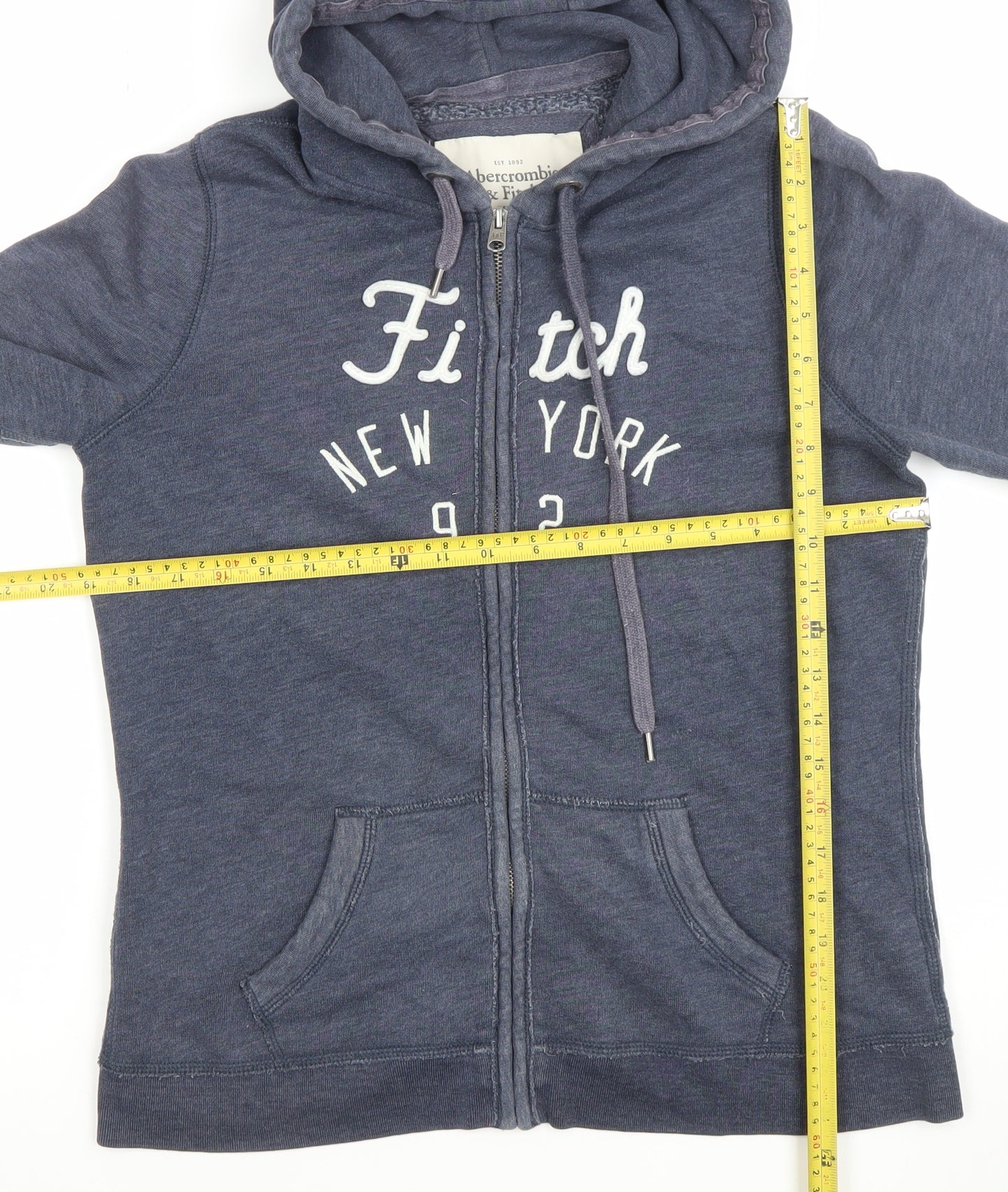 Abercrombie & Fitch Women's Blue Full Zip Hoodie Size L Cotton Blend