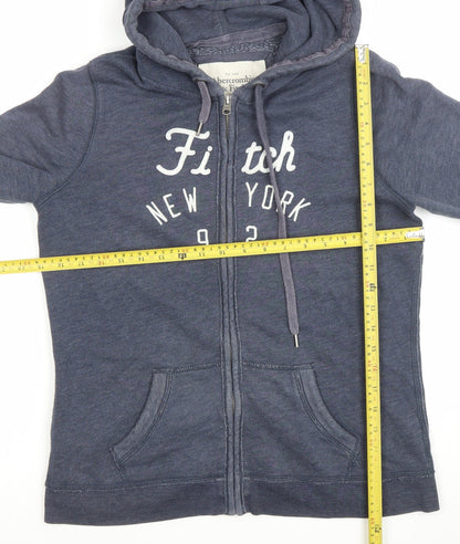 Abercrombie & Fitch Women's Blue Full Zip Hoodie Size L Cotton Blend