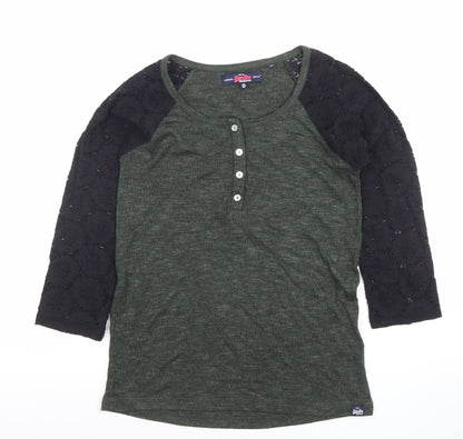 Womens UK Size S Superdry Green Jersey Button-Up