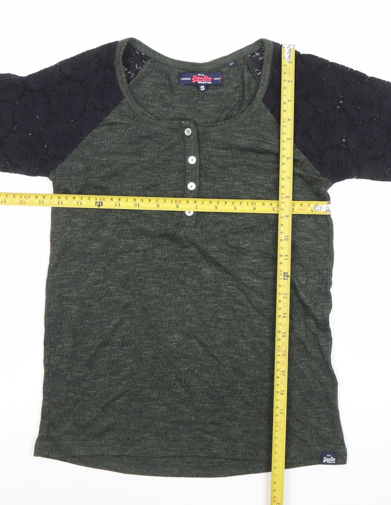 Womens UK Size S Superdry Green Jersey Button-Up