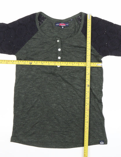 Womens UK Size S Superdry Green Jersey Button-Up