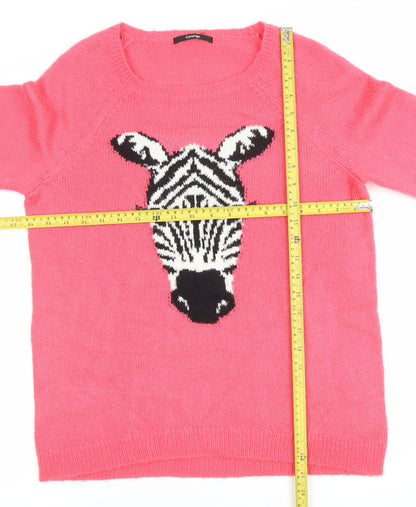 George Womens Pink Zebra Animal Print Crew Neck Jumper Size 12