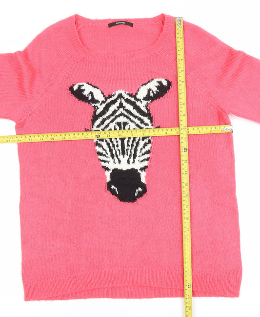 George Womens Pink Zebra Animal Print Crew Neck Jumper Size 12