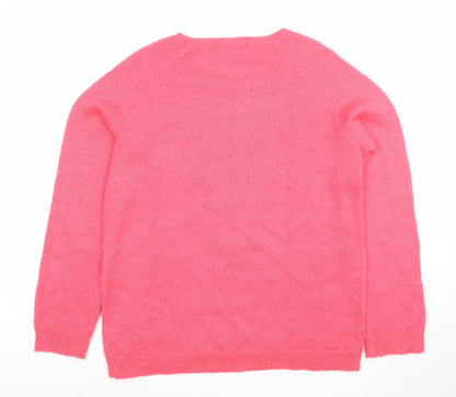George Womens Pink Zebra Animal Print Crew Neck Jumper Size 12