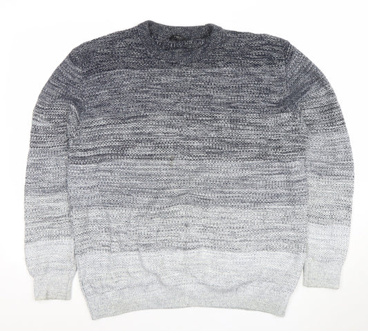 Next Men’s Grey Gradient Cotton Acrylic Knit Jumper XL Crew Neck