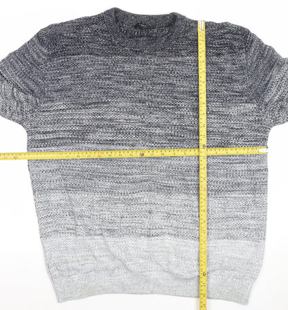 Next Men’s Grey Gradient Cotton Acrylic Knit Jumper XL Crew Neck