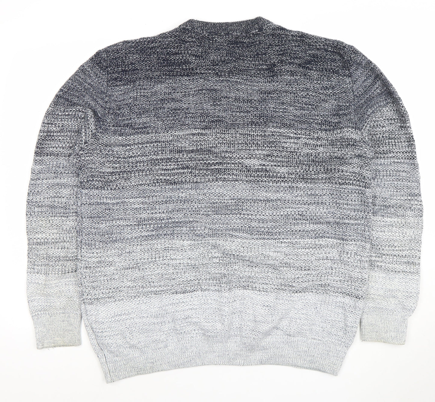 Next Men’s Grey Gradient Cotton Acrylic Knit Jumper XL Crew Neck