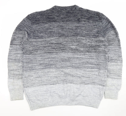 Next Men’s Grey Gradient Cotton Acrylic Knit Jumper XL Crew Neck