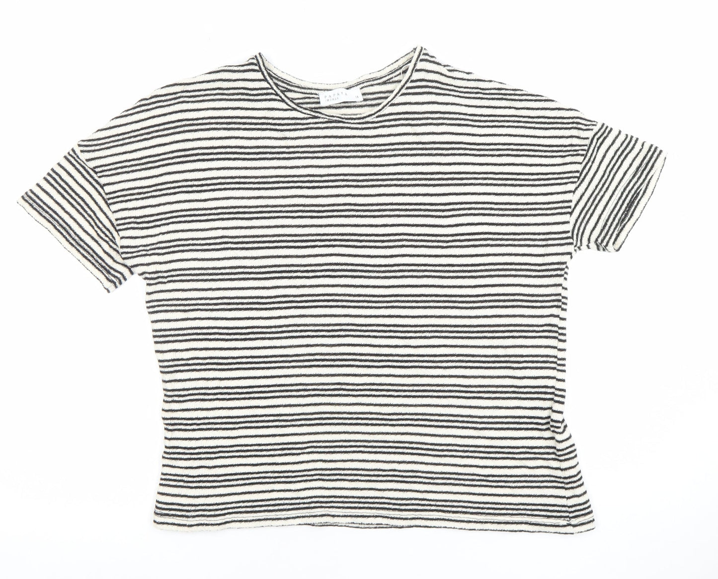 Womens UK Size 14 Papaya Black Basic T-Shirt