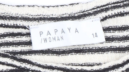 Womens UK Size 14 Papaya Black Basic T-Shirt