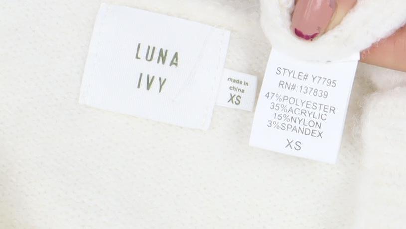 Luna Ivy Women’s Ivory Bow Knit Cardigan XS V-Neck Long Sleeve