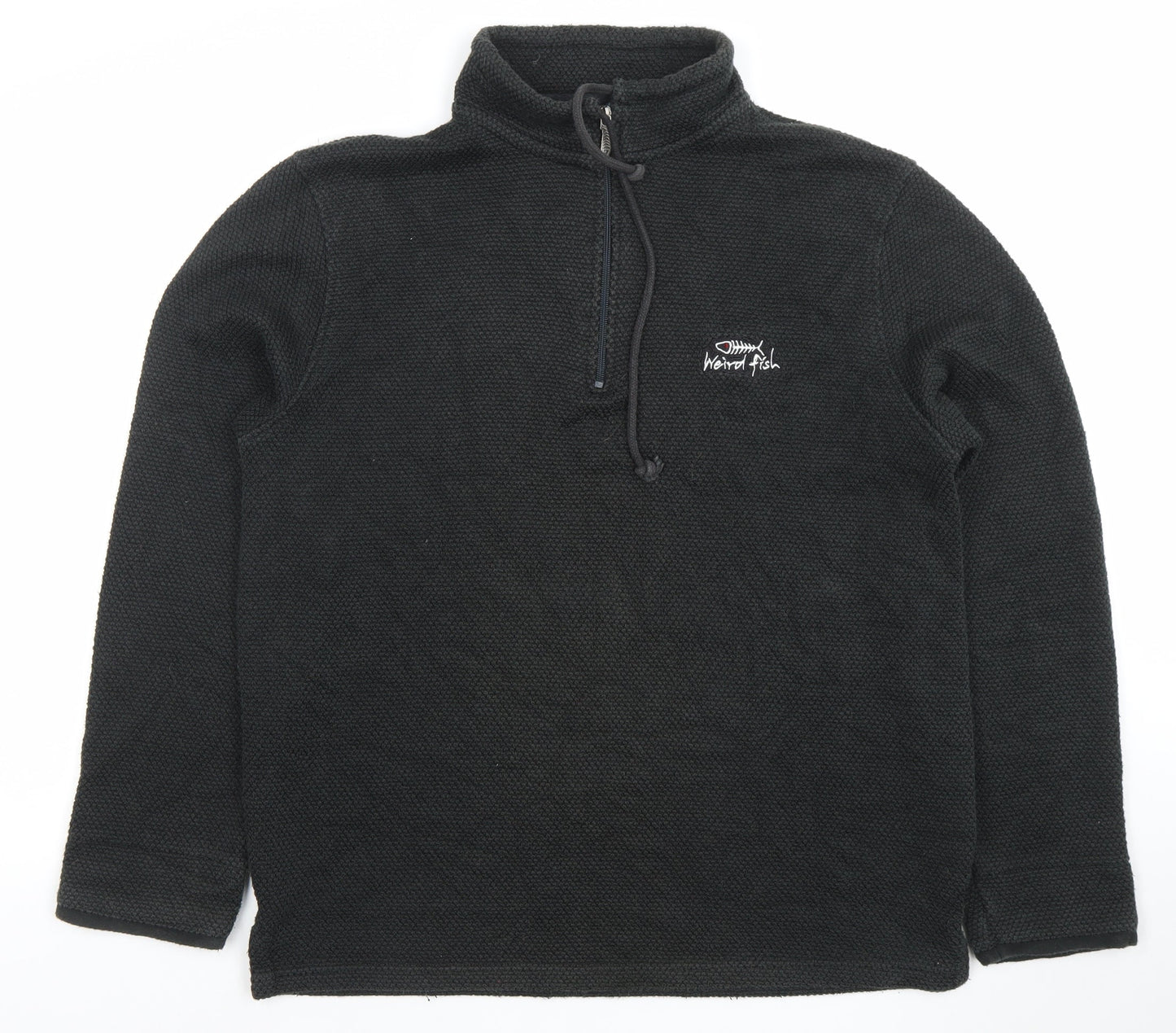 Weird Fish Men’s Black 1/4 Zip Fleece Sweatshirt Size M Regular Fit