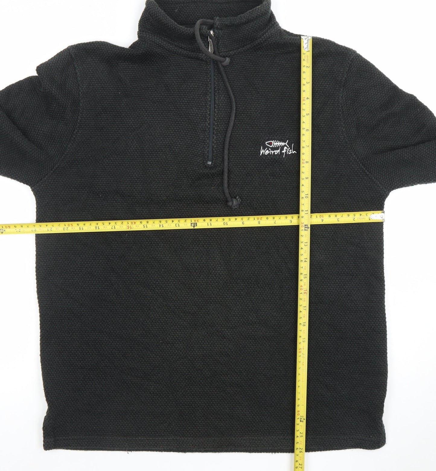 Weird Fish Men’s Black 1/4 Zip Fleece Sweatshirt Size M Regular Fit