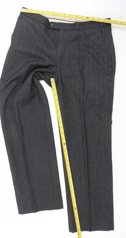 Burton Men’s Grey Pinstripe Wool Dress Trousers 34W 29L
