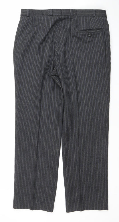 Burton Men’s Grey Pinstripe Wool Dress Trousers 34W 29L