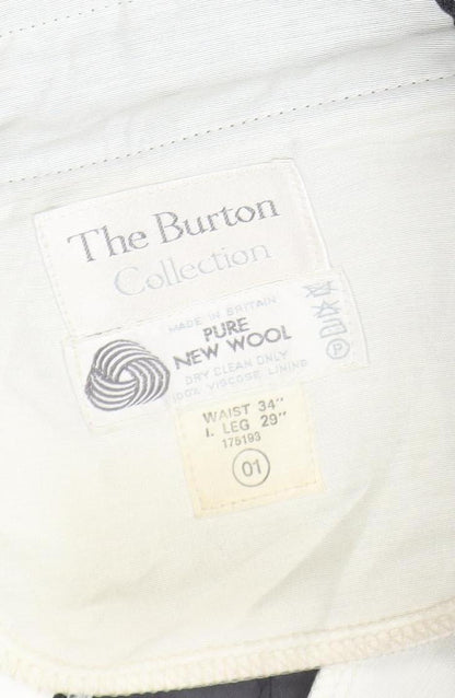 Burton Men’s Grey Pinstripe Wool Dress Trousers 34W 29L