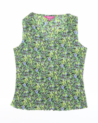EAST Women’s Multicoloured Floral Sleeveless V-Neck Blouse Size 14