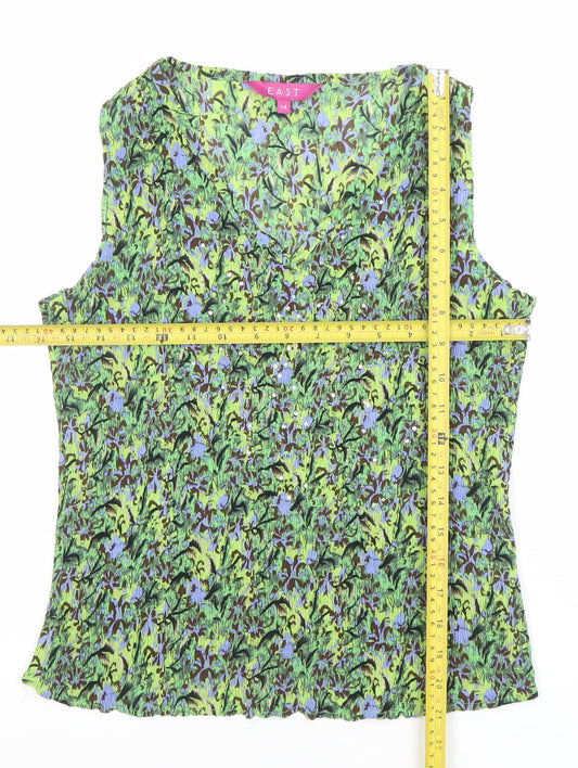 EAST Women’s Multicoloured Floral Sleeveless V-Neck Blouse Size 14