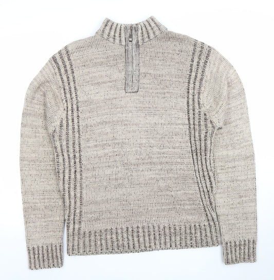 Osaka Tiger Men's Beige 1/2 Zip Knit Jumper Size L