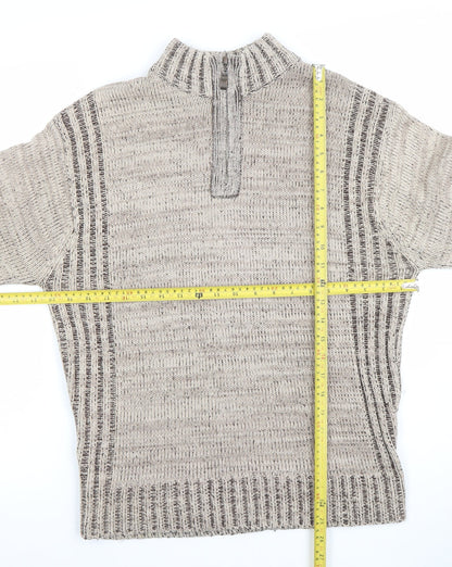Osaka Tiger Men's Beige 1/2 Zip Knit Jumper Size L