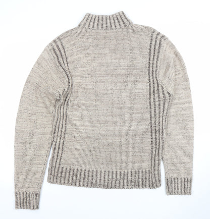 Osaka Tiger Men's Beige 1/2 Zip Knit Jumper Size L