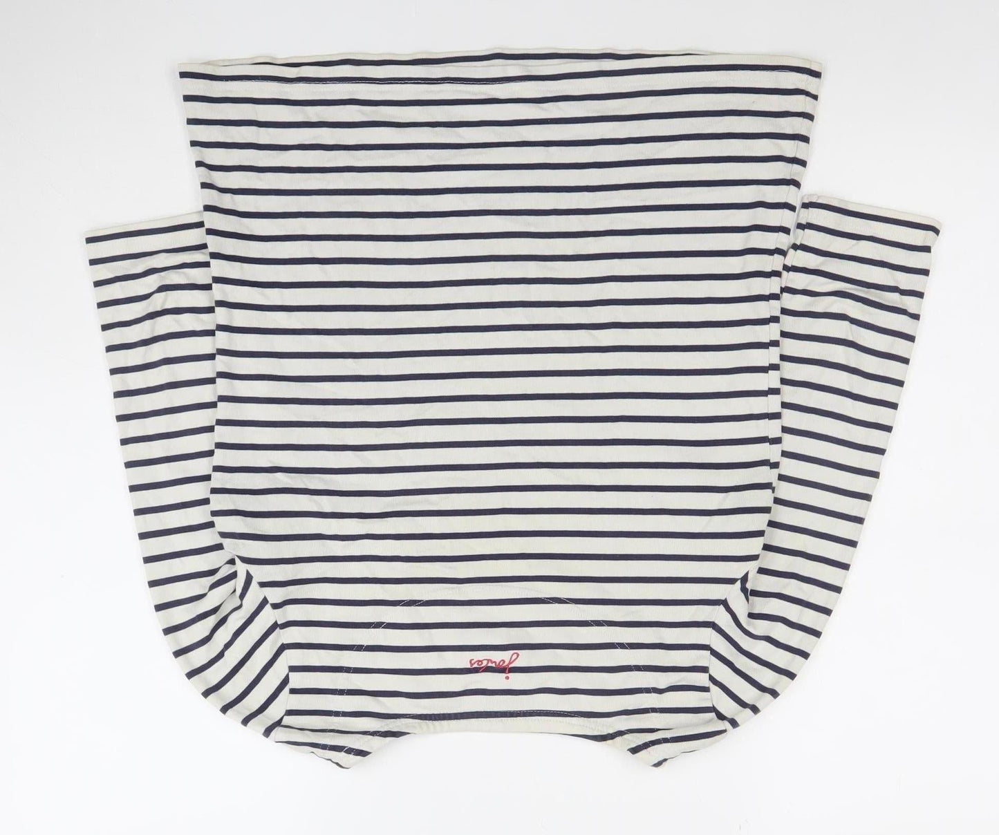 Joules Women’s White Navy Striped 3/4 Sleeve Boat Neck Cotton T-Shirt Size 10