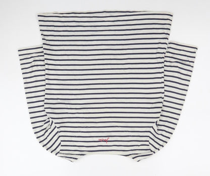Joules Women’s White Navy Striped 3/4 Sleeve Boat Neck Cotton T-Shirt Size 10