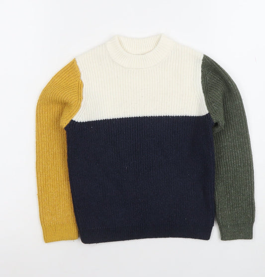 Primark Boys Multicoloured Knit Jumper 4-5 Years Crew Neck Colourblock