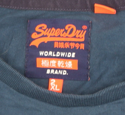 Superdry Men's Blue 2XL Crew Neck Cotton T-Shirt
