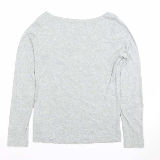 GAP Women’s Grey Long Sleeve Basic Boat Neck Tee Size M