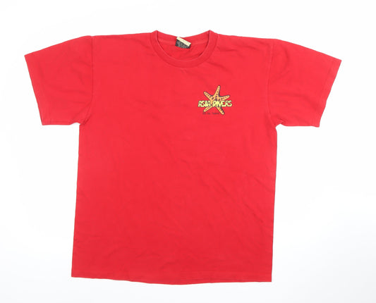 Mens UK Size L Manga Red  T-Shirt