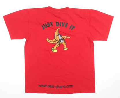 Mens UK Size L Manga Red  T-Shirt