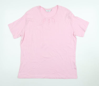 Isle Women’s Pink Cotton Cut-Out Crew Neck T-Shirt Size 18