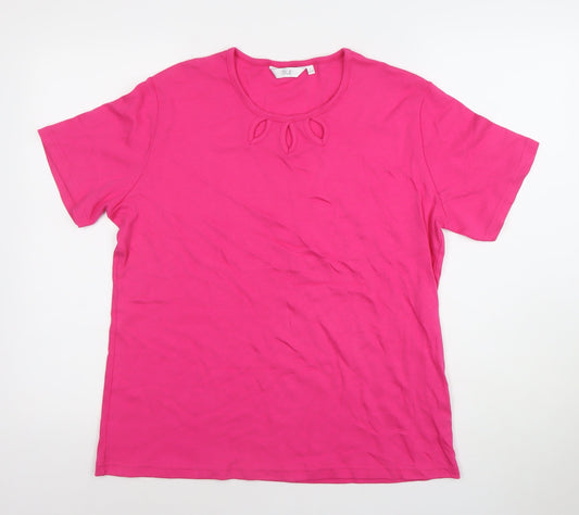 Womens UK Size L Isle Pink Basic T-Shirt