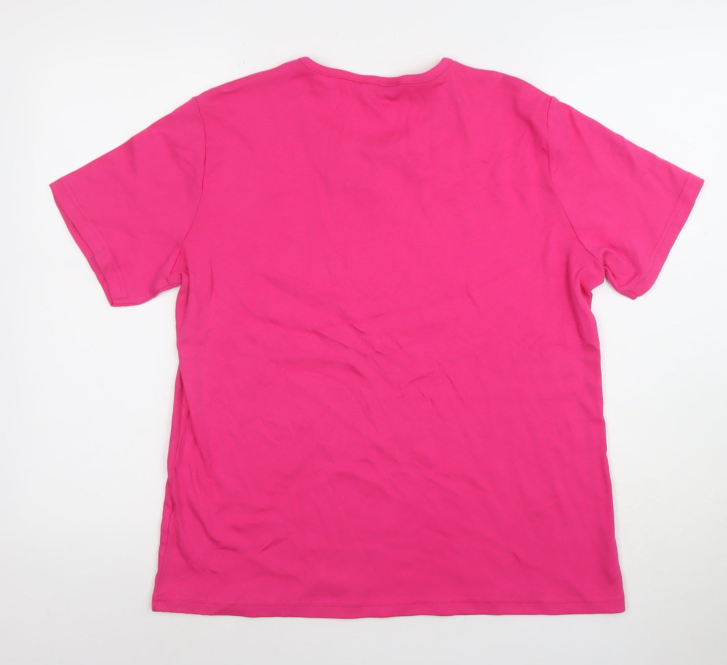 Womens UK Size L Isle Pink Basic T-Shirt