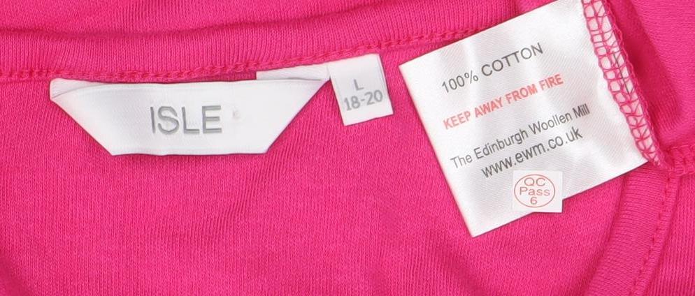 Womens UK Size L Isle Pink Basic T-Shirt