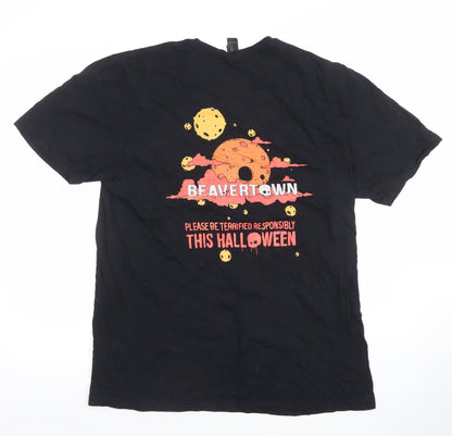 Mens UK Size L Gildan Black  T-Shirt