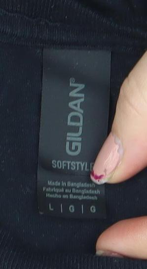Mens UK Size L Gildan Black  T-Shirt