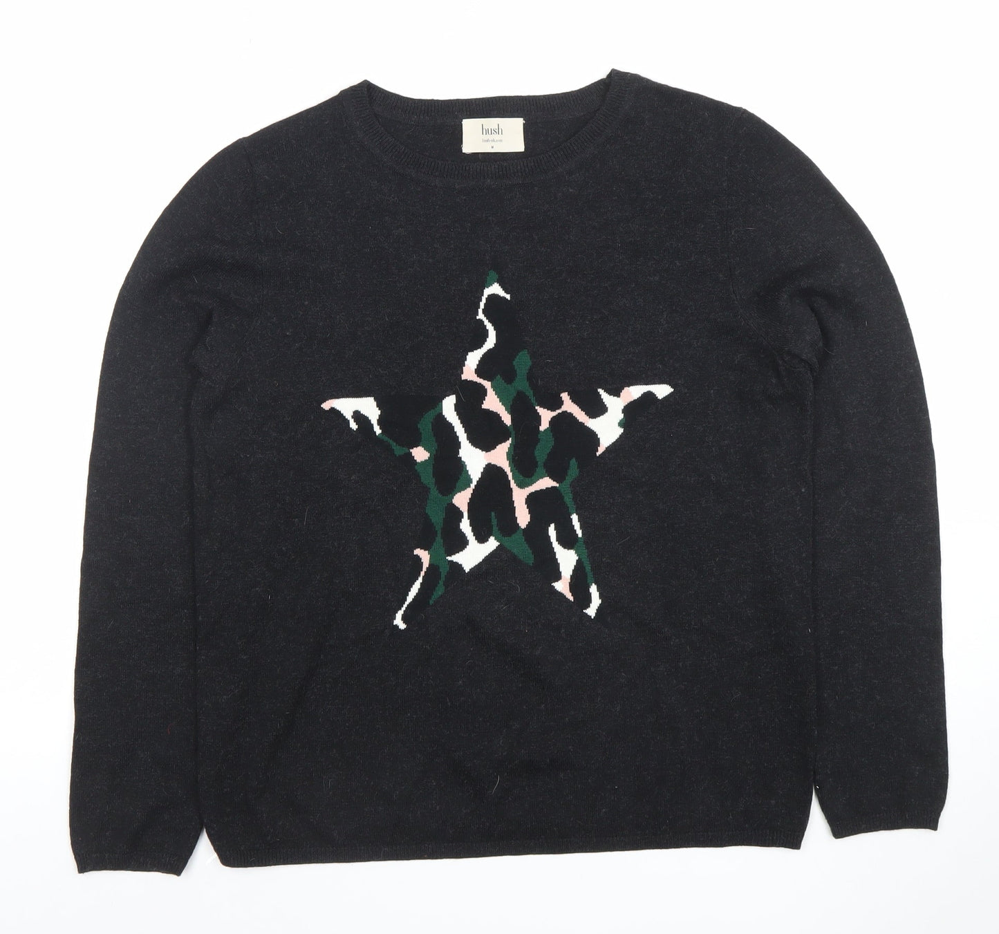 Hush Womens Black Star Pullover Jumper Size M Long Sleeve Knit