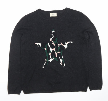 Hush Womens Black Star Pullover Jumper Size M Long Sleeve Knit