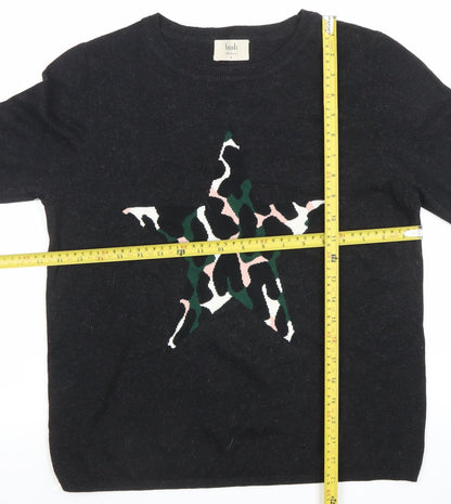 Hush Womens Black Star Pullover Jumper Size M Long Sleeve Knit