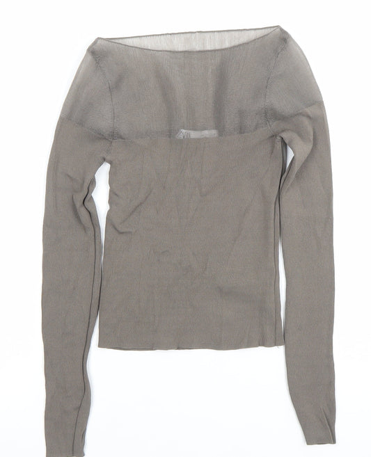 Womens UK Size S Zara Grey Basic Blouse